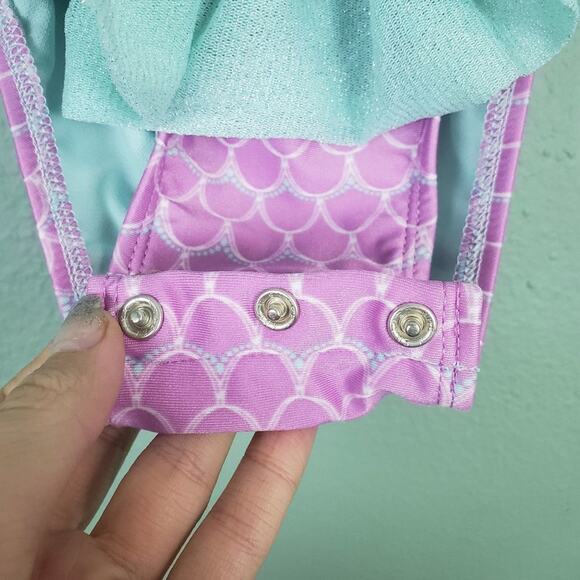 Cat & Jack Girl's One Piece Mermaid Purple Green Swimsuit Size 2T - Picture 3 of 6